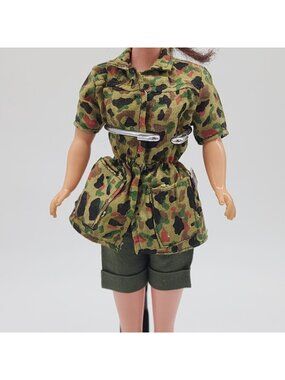 Barbie Clone Army Military Costume 1981 JORDACHE Doll Outfit Top Shorts Shoes